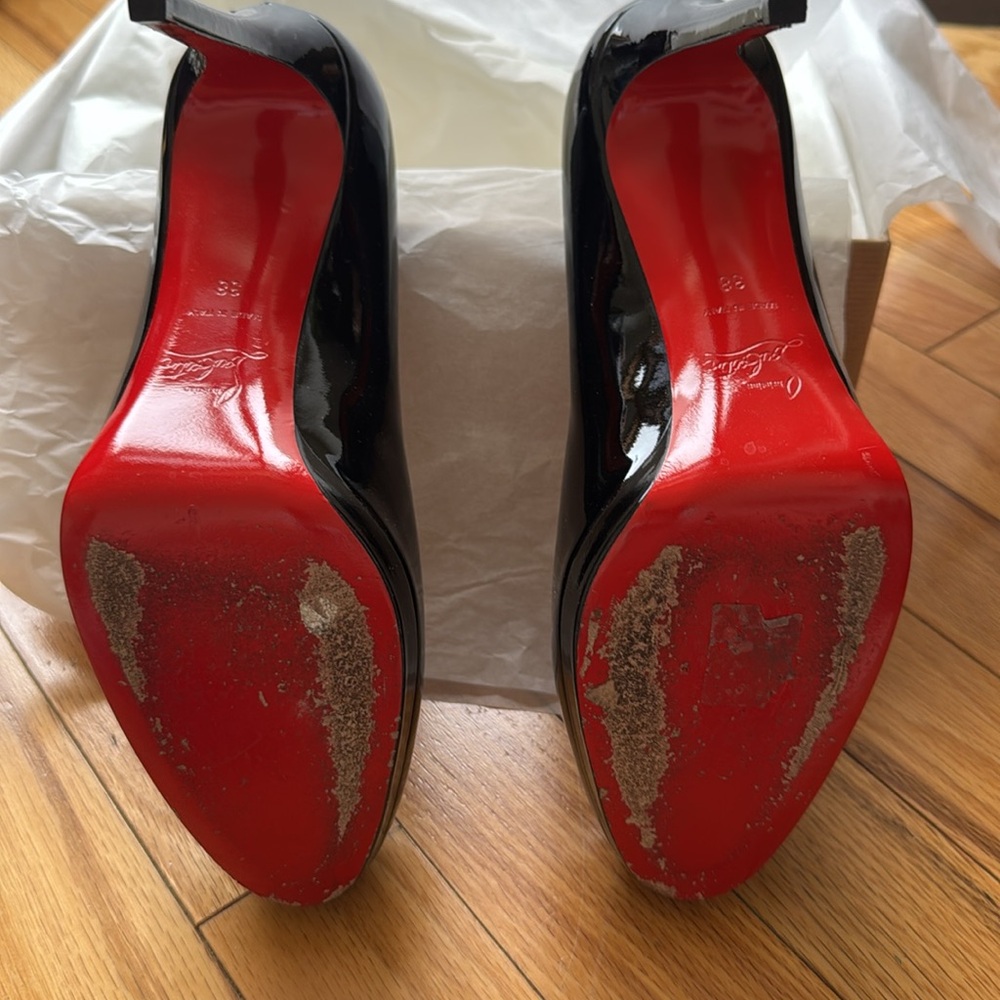 Christian Louboutin Simple Pump black 100mm heel Patent calf size 38 EUC - Picture 4 of 7